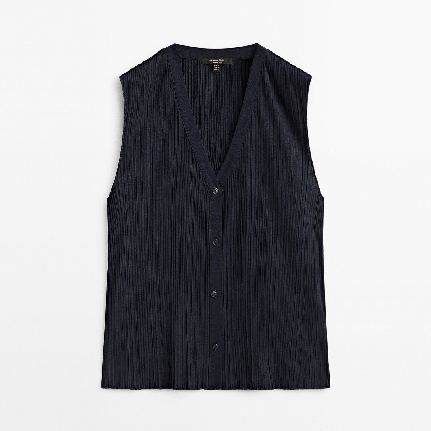 

Блуза Massimo Dutti Button Detail Sleeveless Pleated, темно-синий