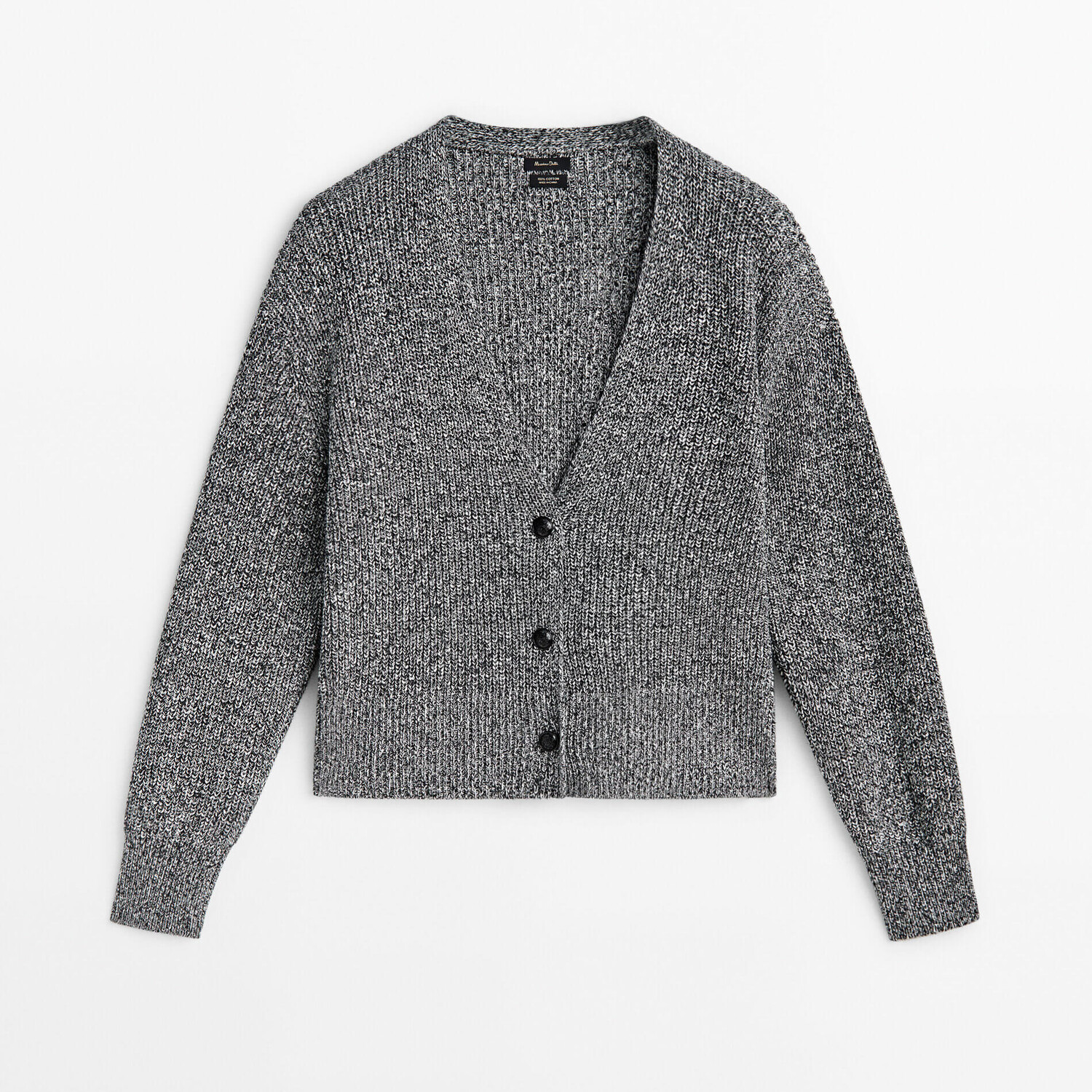 

Кардиган Massimo Dutti Mouliné Cotton Knit, темно-серый