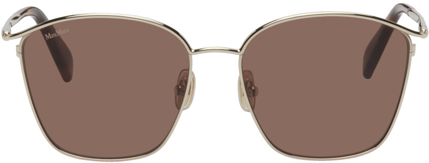 

Золотые квадратные солнцезащитные очки Max Mara