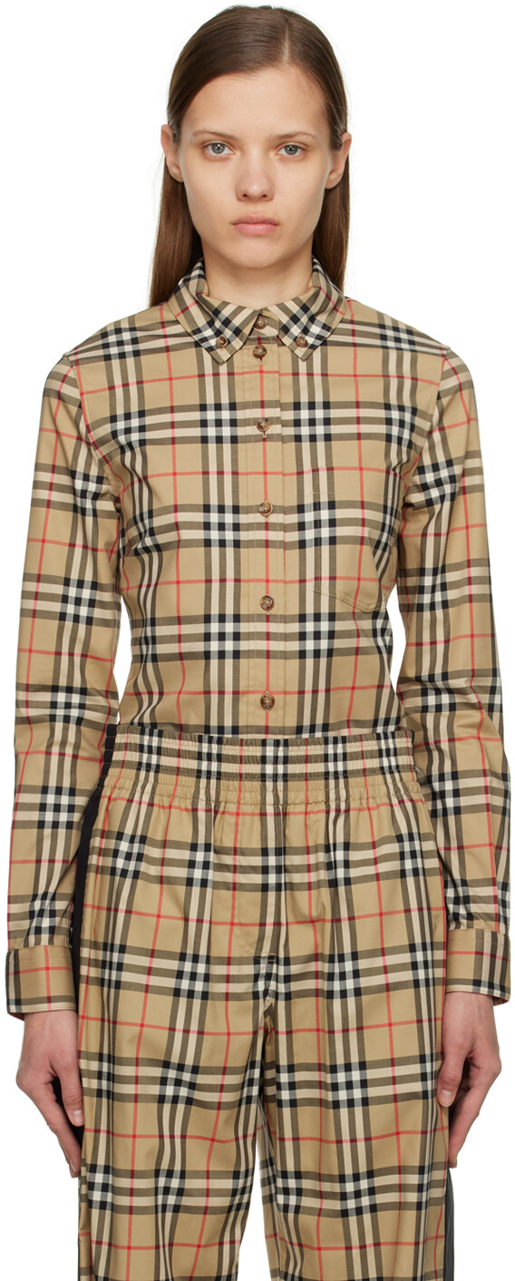 

Бежевая рубашка с расклешенным воротником Burberry