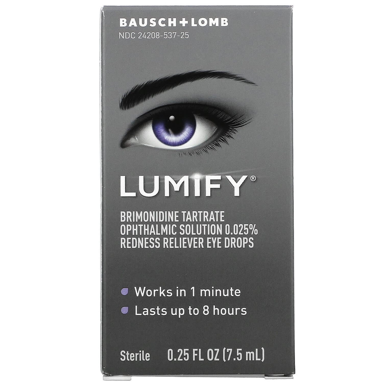 

глазные капли для снятия покраснения, 7,5 мл (0,25 жидк. унции) Lumify