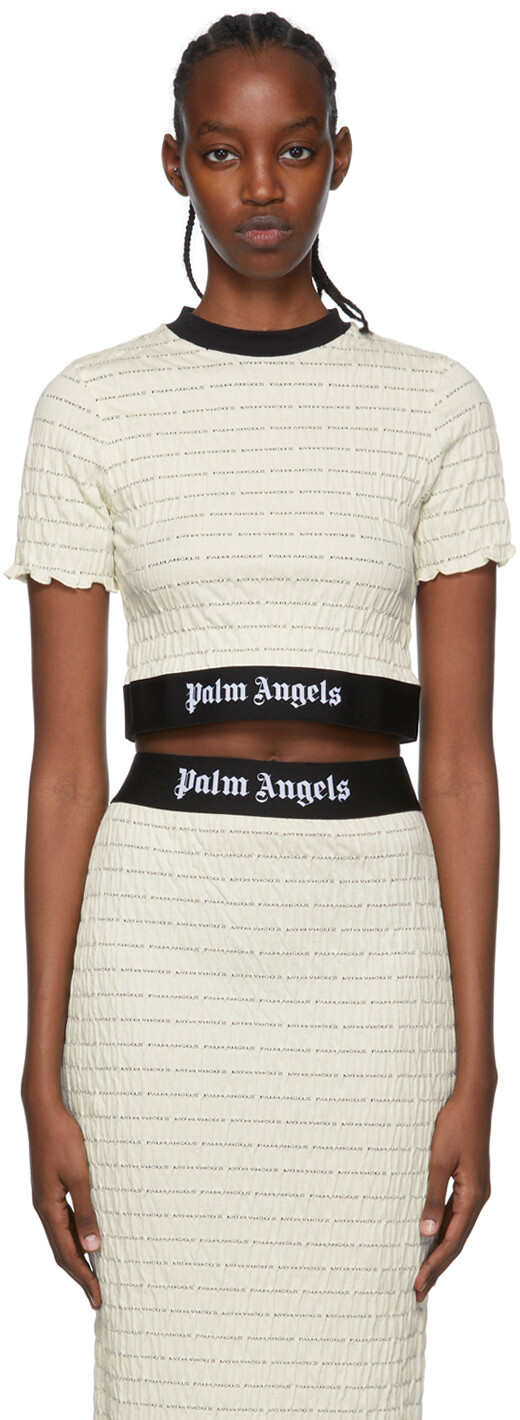 

Белая хлопковая футболка Palm Angels