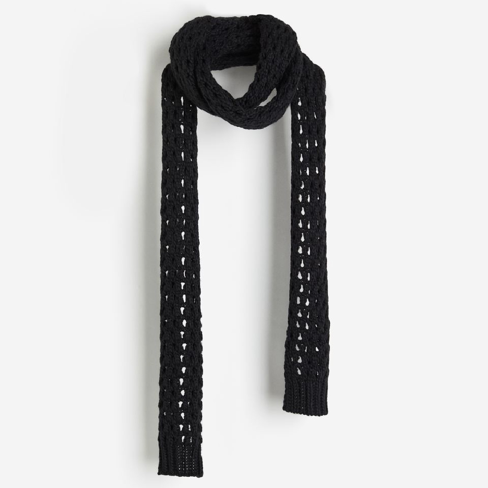 Шарф H&M Narrow Hole-knit, черный