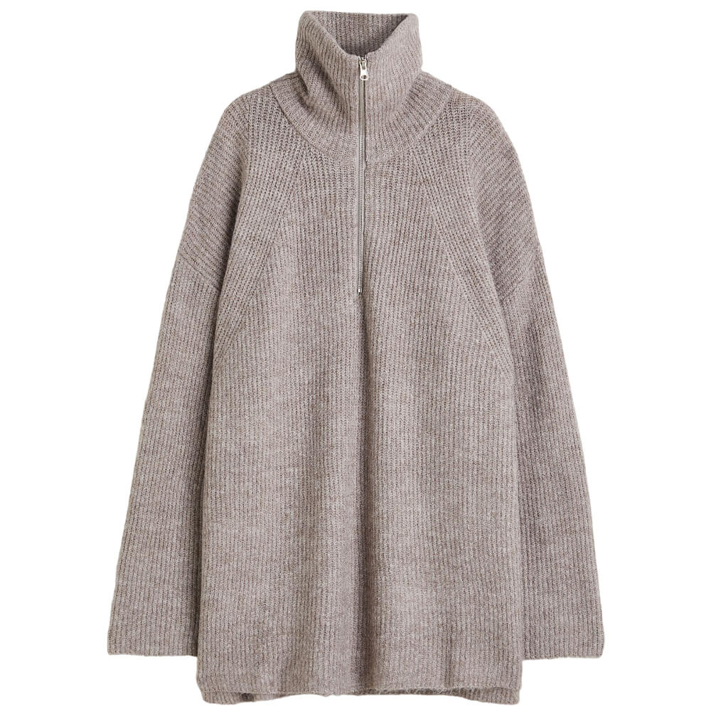

Свитер H&M Rib-knit Half-zip, темно-серый