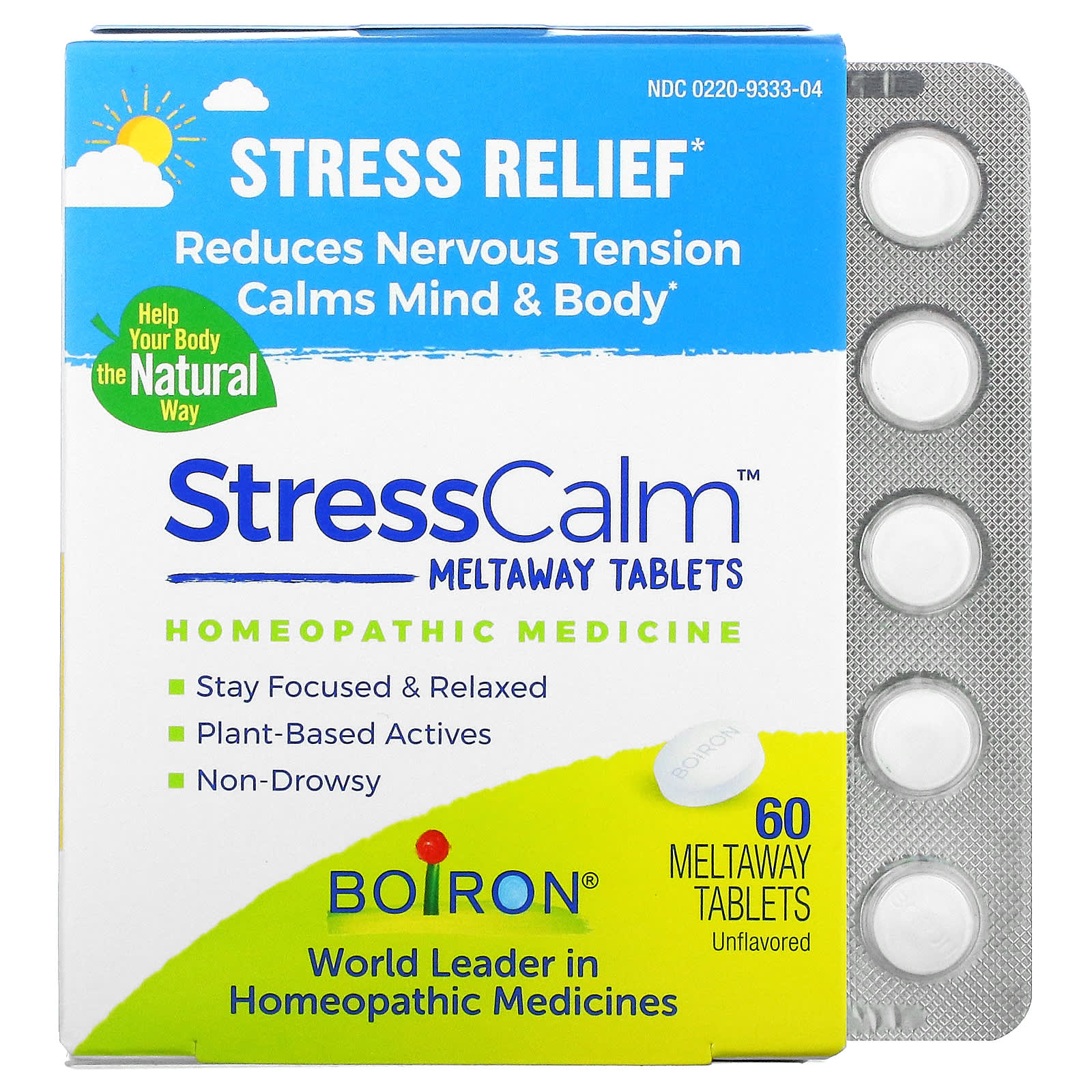 Таблетки Meltaway Boiron для снятия стресса, 60 таблеток boiron acidil нарушение пищеварения без добавок 60 таблеток meltaway