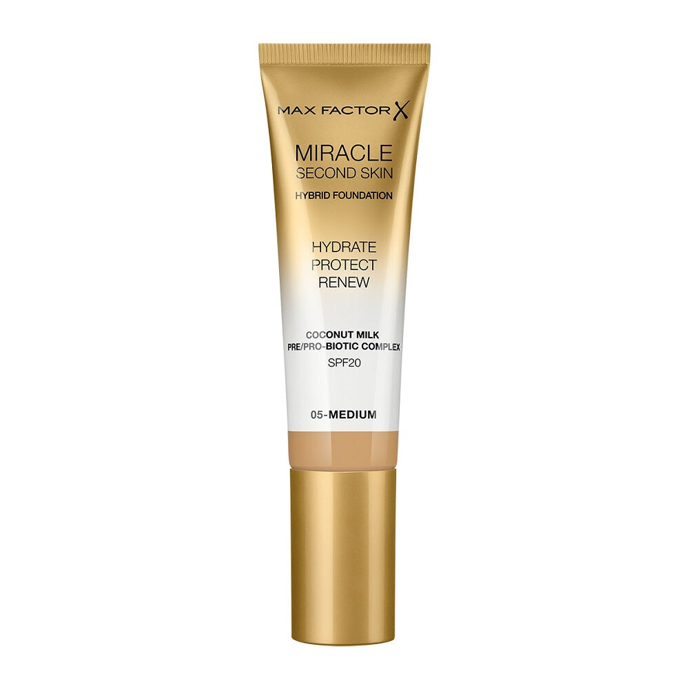 Max Factor Miracle Second Skin Hybrid Foundation увлажняющий тональный крем с фильтром 05 Medium 30мл max factor miracle second skin hybrid foundation spf 20