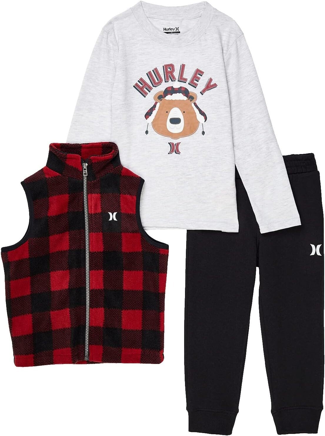 

Детский набор Hurley All Over Print Polar Fleece Vest Three-Piece Set, цвет Gym Red