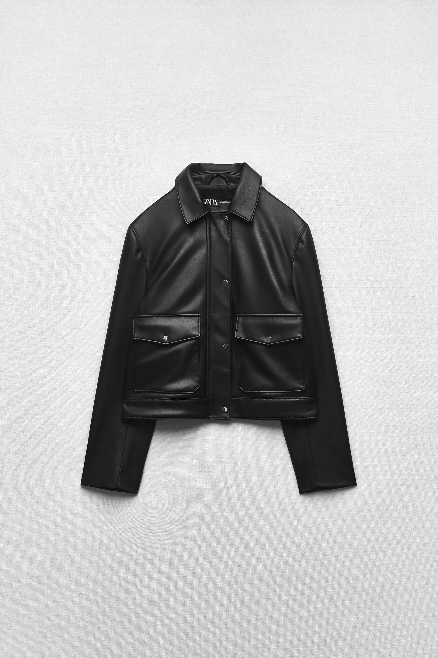 Куртка из искусственной кожи ZARA, черный пиджак из искусственный кожи zara черный