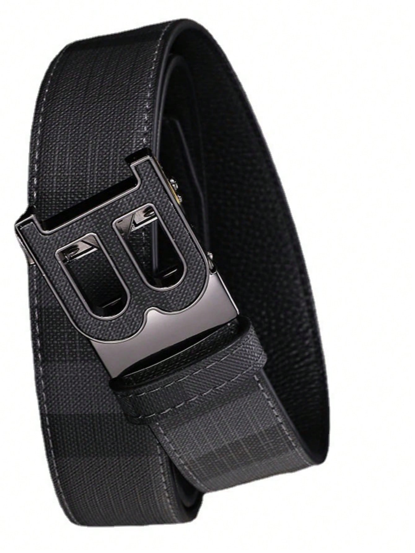 1 шт. кожаный ремень с автоматической пряжкой и буквенным дизайном для мужчин, многоцветный мужской клетчатый кожаный ремень с автоматической пряжкой серебро