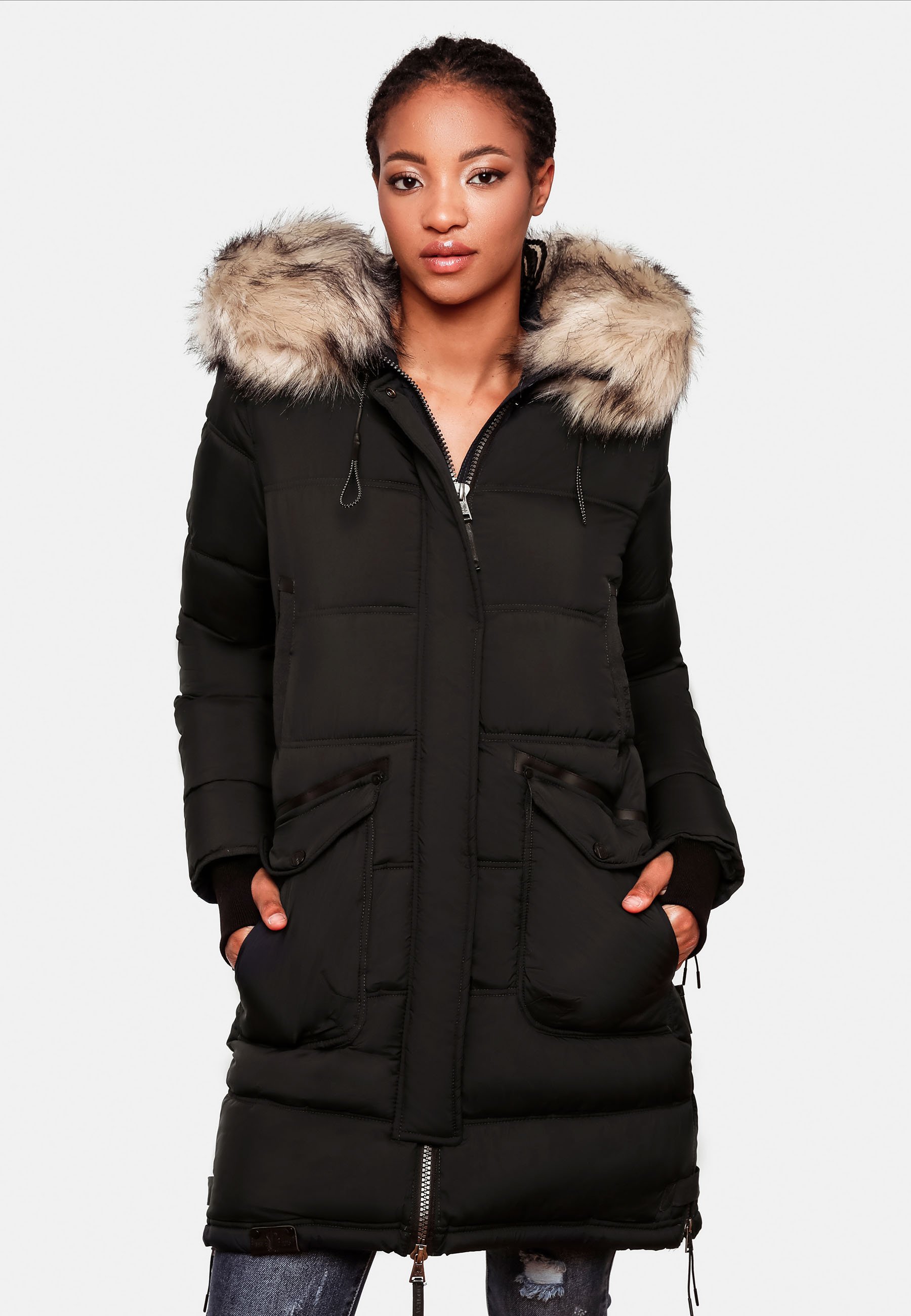 Пальто зимнее Marikoo с капюшоном, черный зимнее пальто reliziaa marikoo цвет schwarz