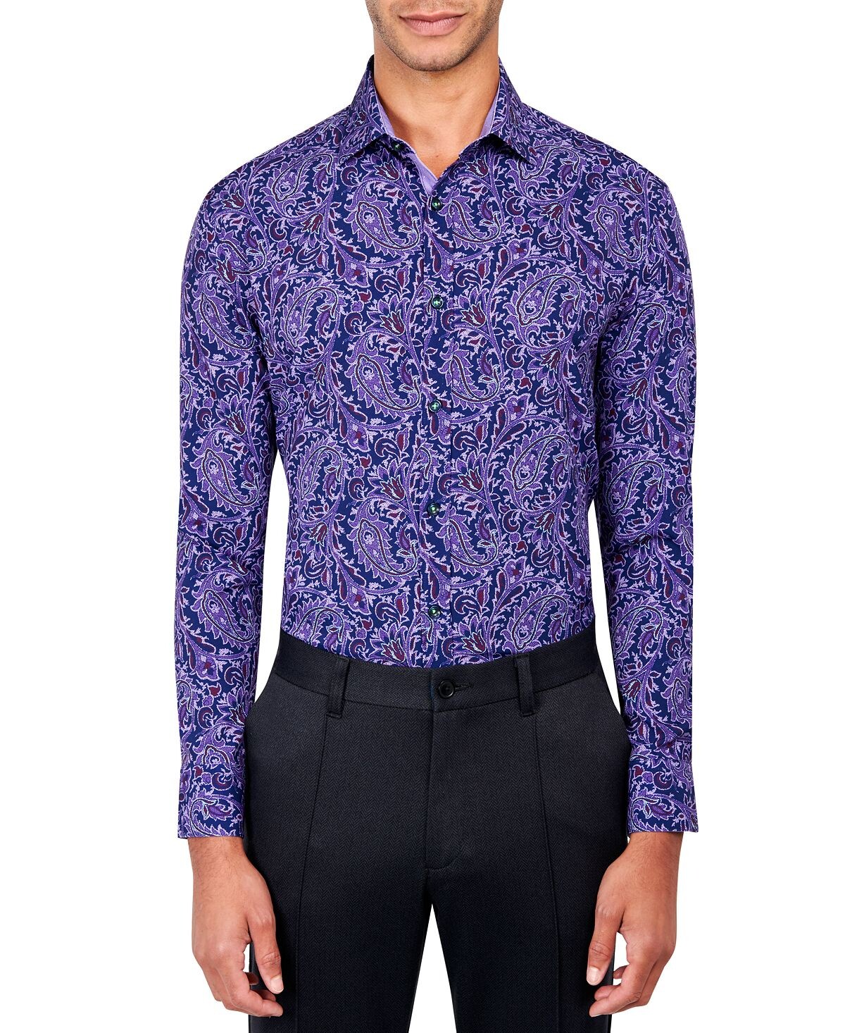 

Мужская классическая рубашка slim-fit paisley performance Society of Threads, фиолетовый