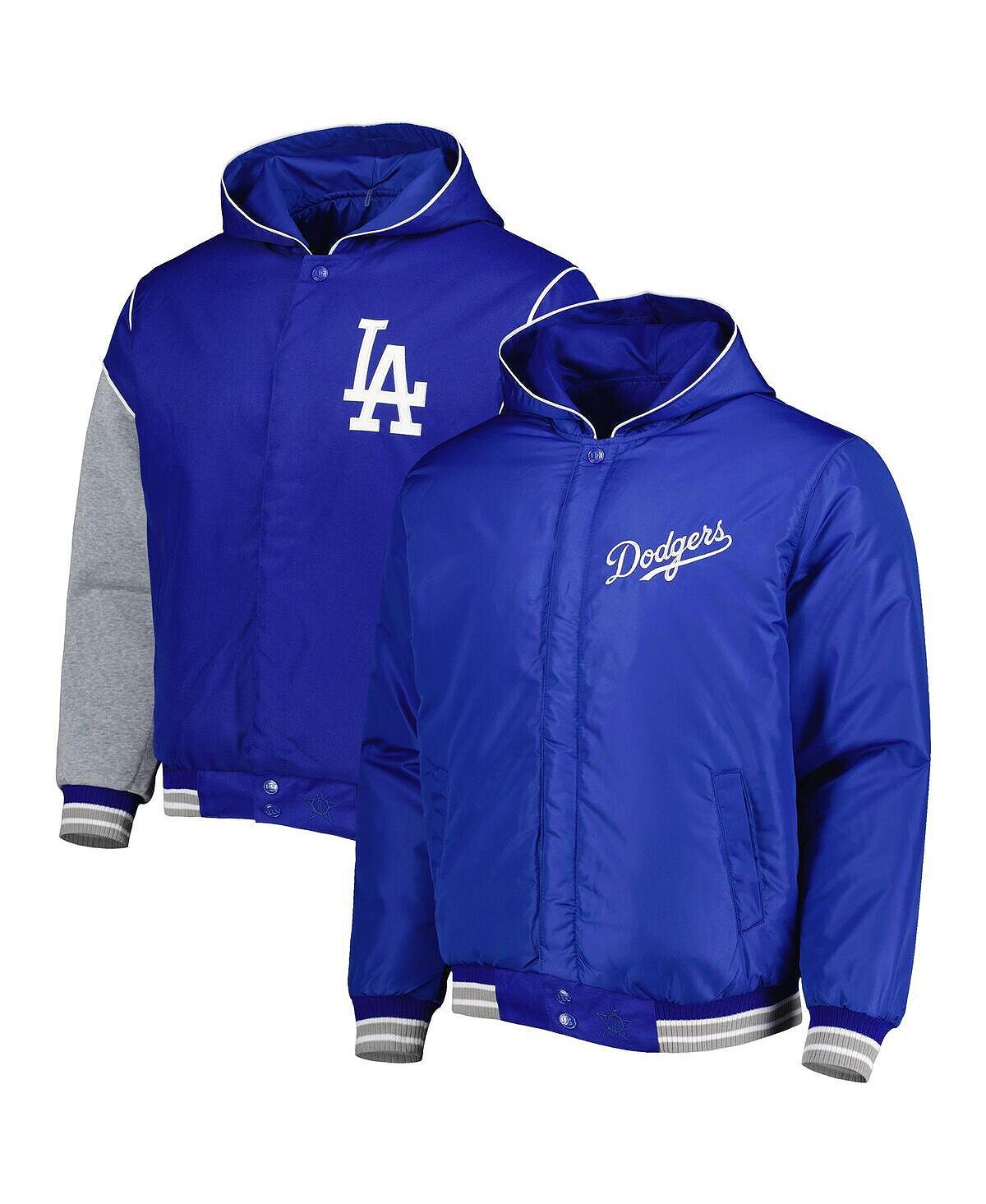 

Мужская двусторонняя флисовая куртка с капюшоном royal los angeles dodgers JH Design
