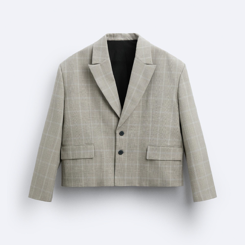 Пиджак Zara Oversize Cropped, серый пиджак zara серый
