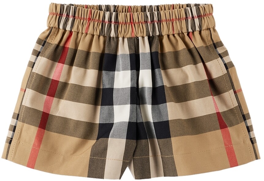 

Детские бежевые шорты в клетку Burberry