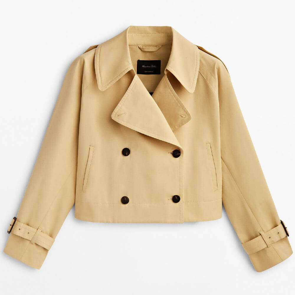 

Куртка-тренч Massimo Dutti Short Cotton Trench Jacket, желтый