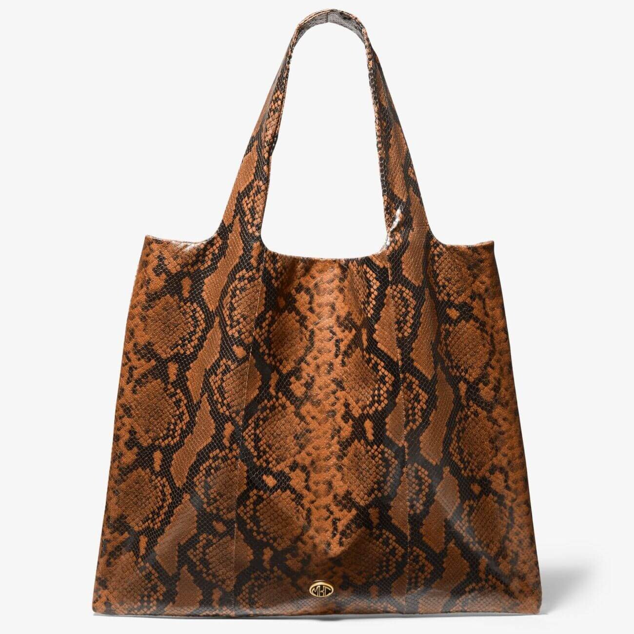 

Сумка-тоут Michael Kors Monogramme Python Embossed Leather, каштановый