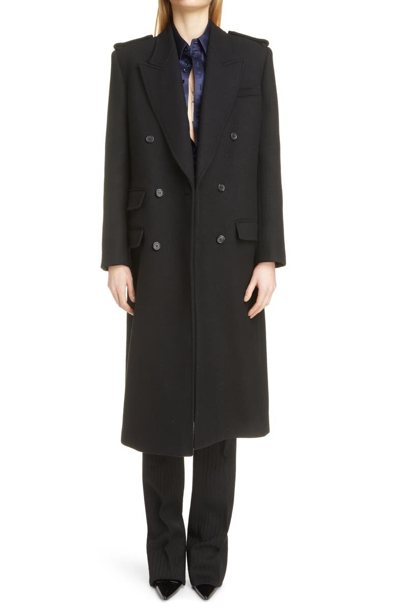 

Двубортное пальто из смесовой шерсти YVES SAINT LAURENT