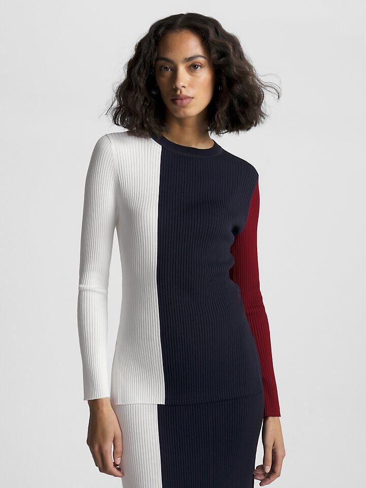

Свитер Tommy Hilfiger Colorblock Ribbed, темно-синий/красный/кремовый