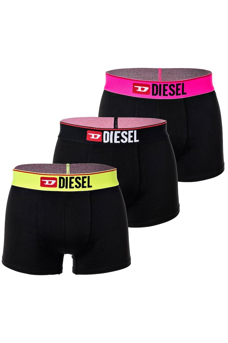 

Боксеры с контрастным логотипом на талии, 3 пары Diesel, черный