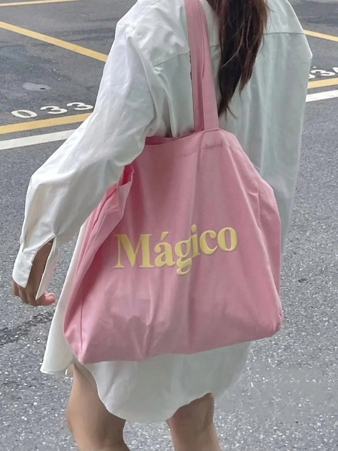 Розовая универсальная симпатичная студенческая холщовая сумка на одно плечо большой вместимости, розовый