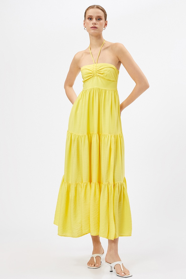 Вырезанное длинное платье с разрезами по бокам Koton, желтый