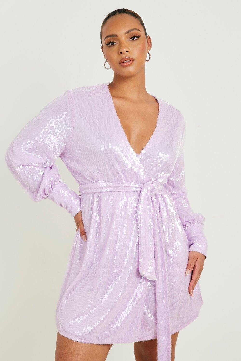

Платье с пайетками Boohoo, сиреневый
