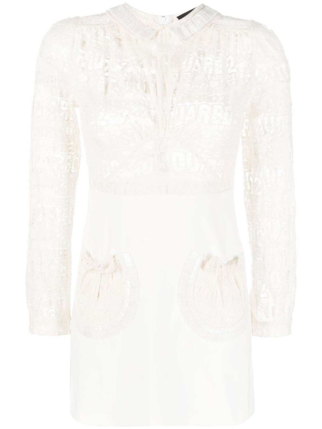 

Dsquared2 logo-lace long-sleeve minidress, нейтральный цвет