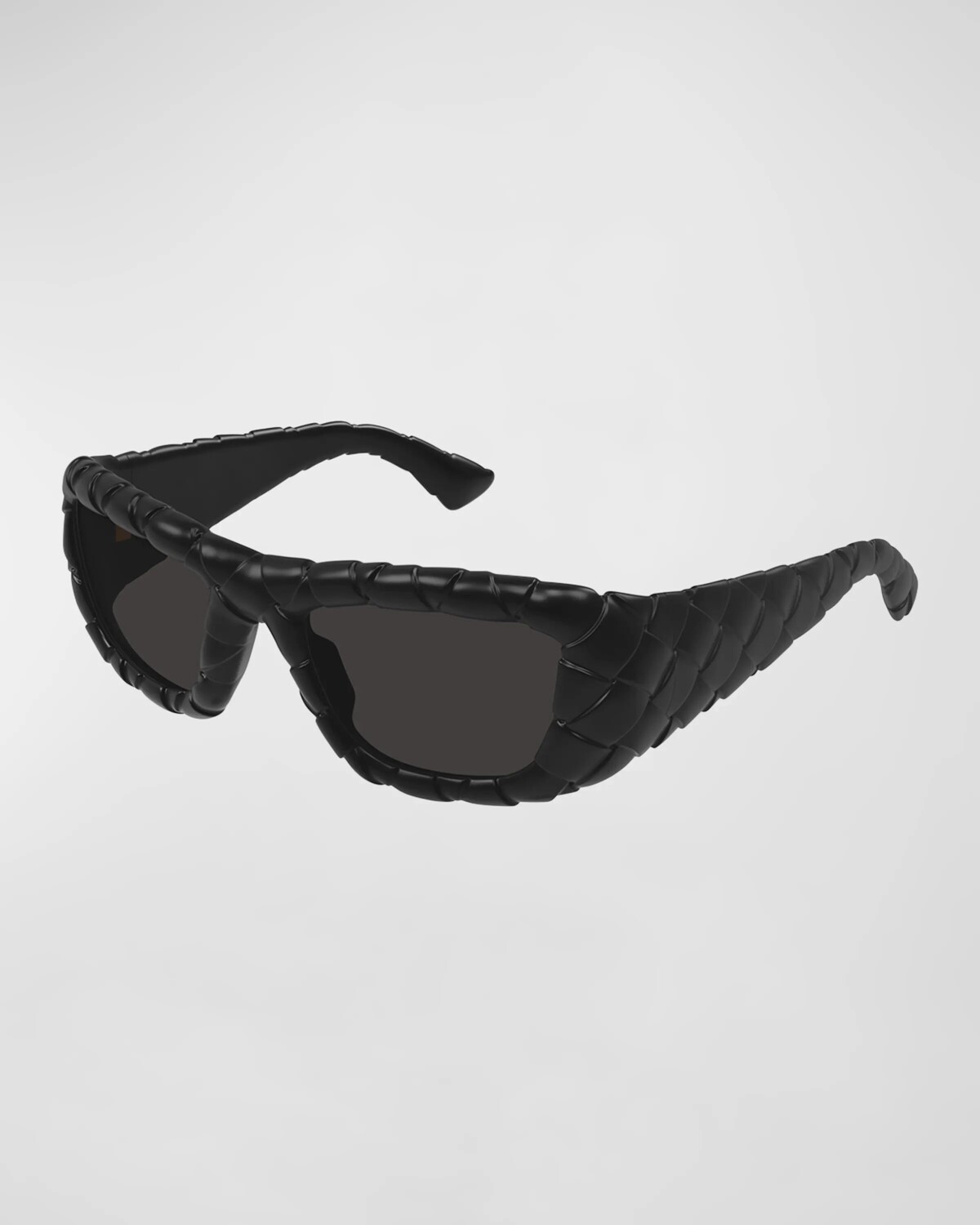 

Мужские прямоугольные солнцезащитные очки из ацетата Intreccio Bottega Veneta, цвет Black Soft Touch
