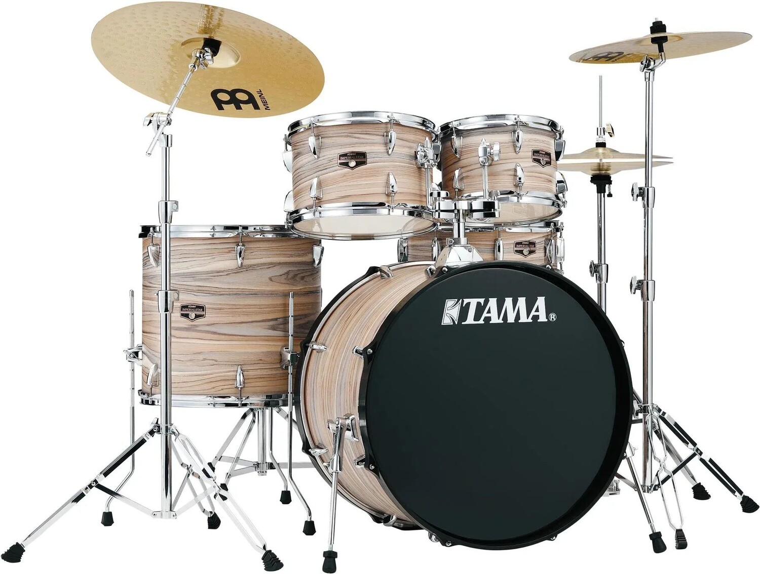 

Tama Imperialstar IE52C Полный набор ударных из 5 предметов с малым барабаном и тарелками Meinl - обертка из натурального зебрано