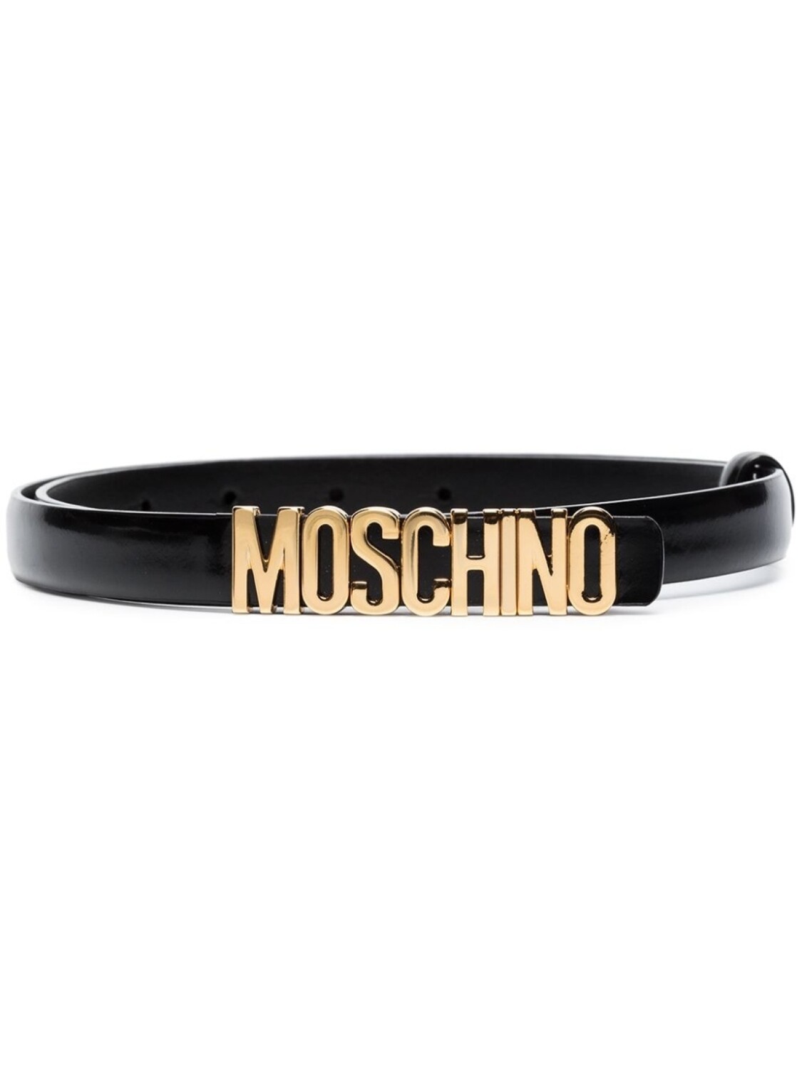 

Moschino узкий ремень с логотипом, черный