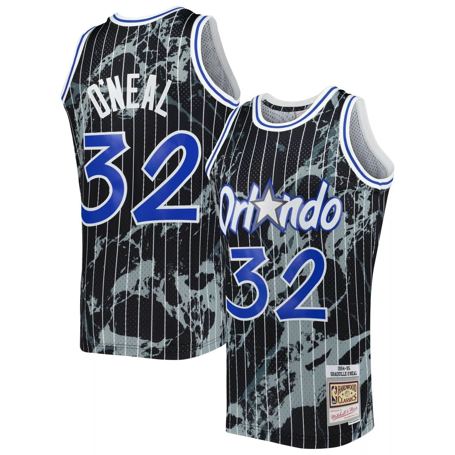 

Мужское джерси Mitchell & Ness Shaquille O'Neal Black Orlando Magic 1994-95 Hardwood Classics Marble Swingman