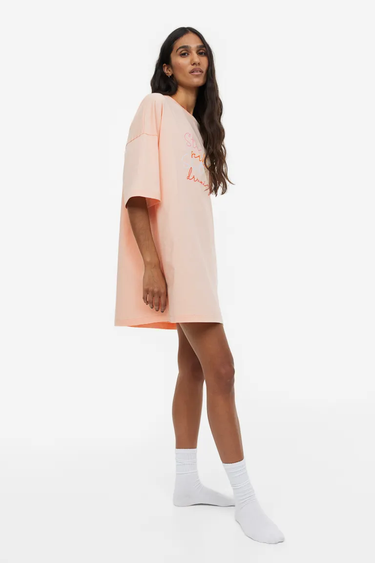 

Хлопковая ночная рубашка H&M, бежевый