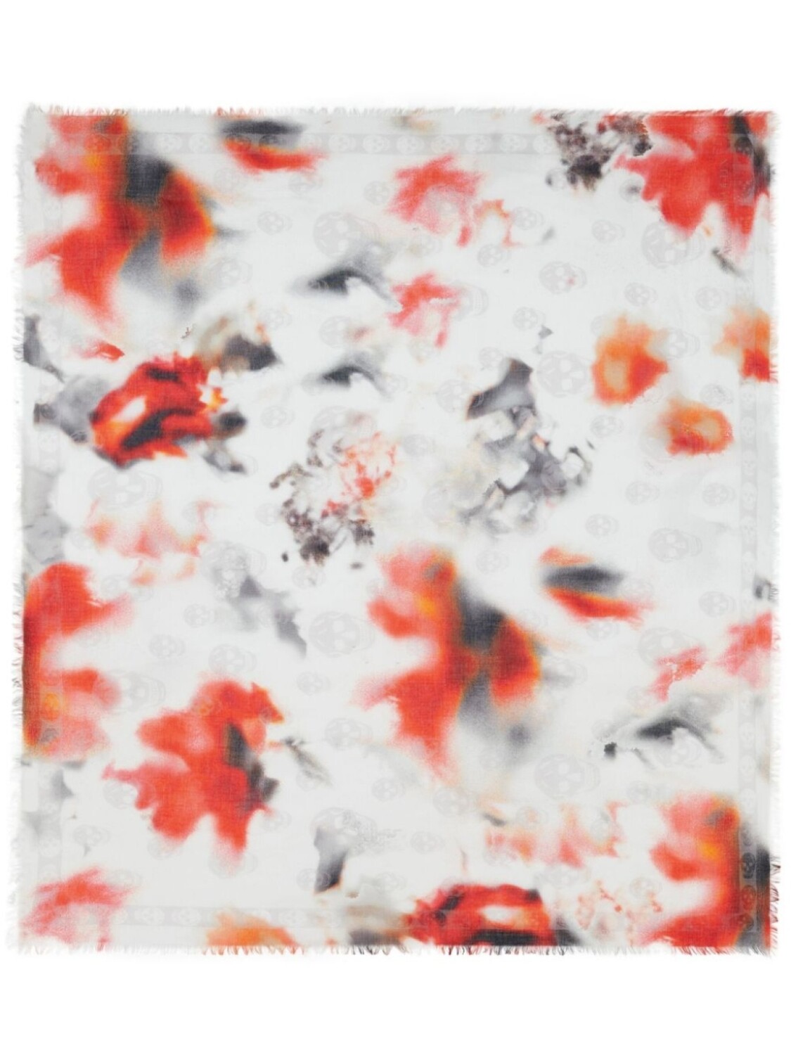 

Alexander McQueen шарф Obscured Flower с бахромой, белый