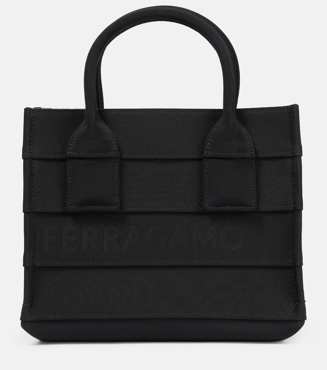 

Маленькая сумка-тоут в крупный рубчик с логотипом Ferragamo, черный