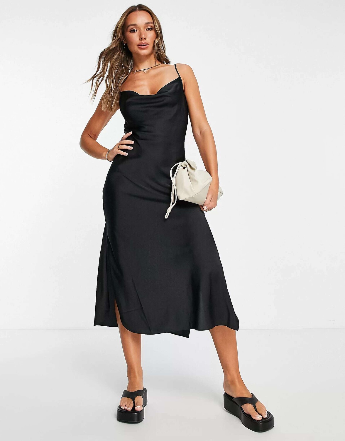 

Черное платье-комбинация миди AllSaints Hadley
