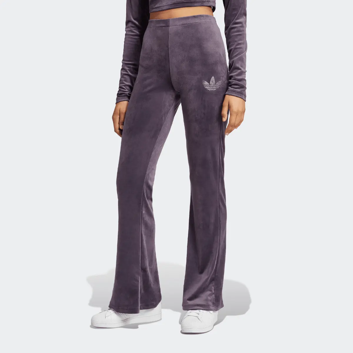 

Брюки adidas Originals Velvet Rhinestone Trefoil Hose, фиолетовый