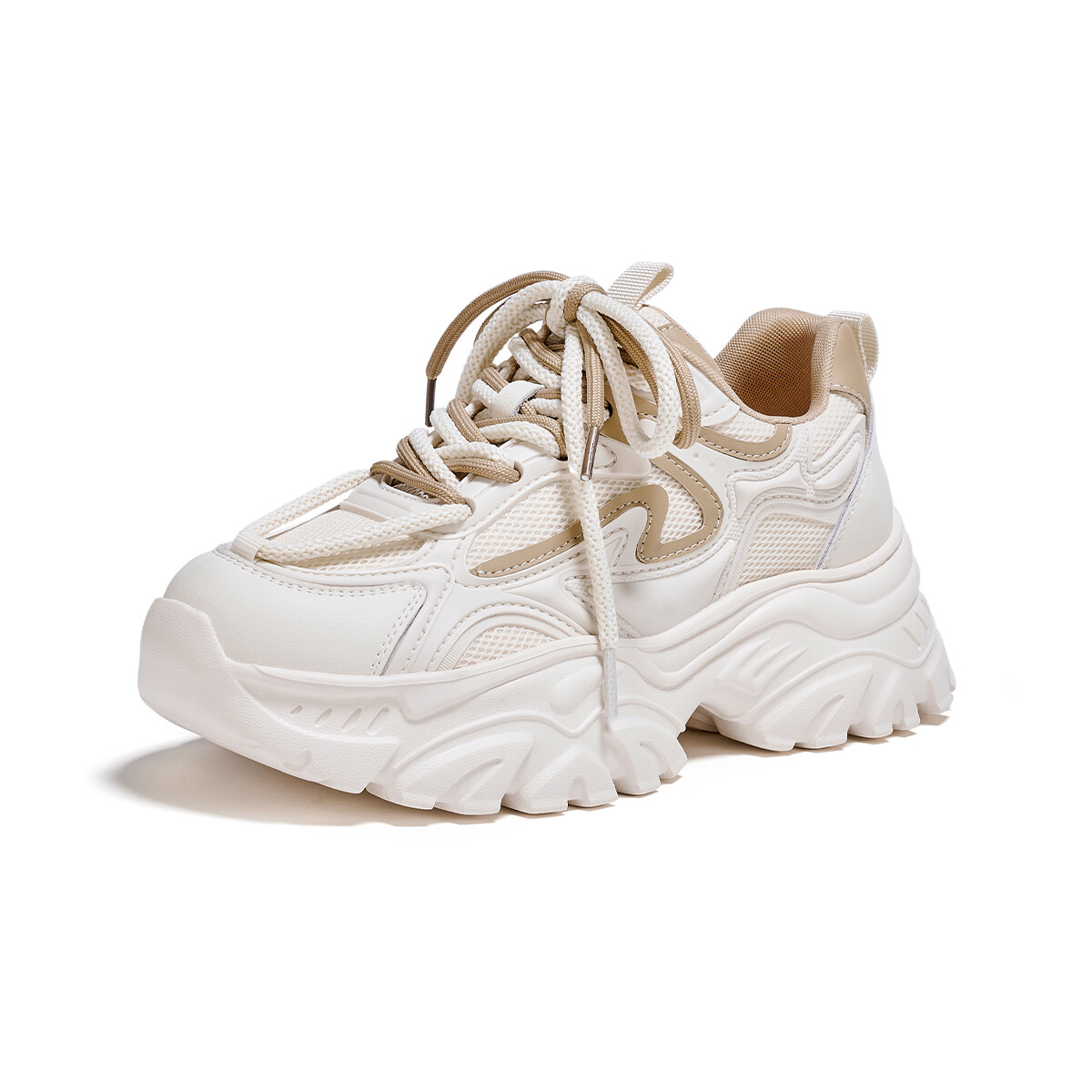 

Кроссовки женские толстые низкие Gemeiq, цвет White/Apricot
