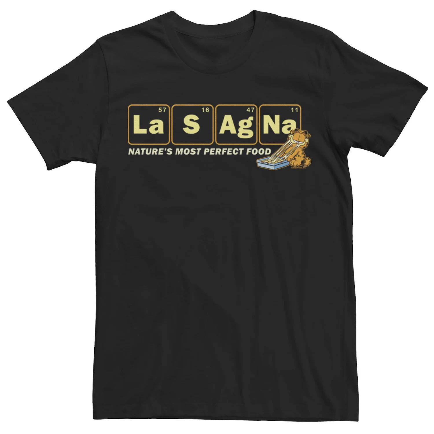 Мужская футболка периодического питания Garfield Lasagna Licensed Character