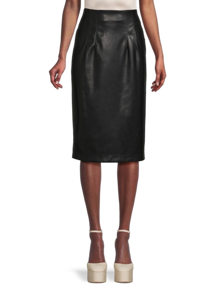 юбка а силуэта из искусственной кожи calvin klein черный Юбка-миди из искусственной кожи Calvin Klein, черный