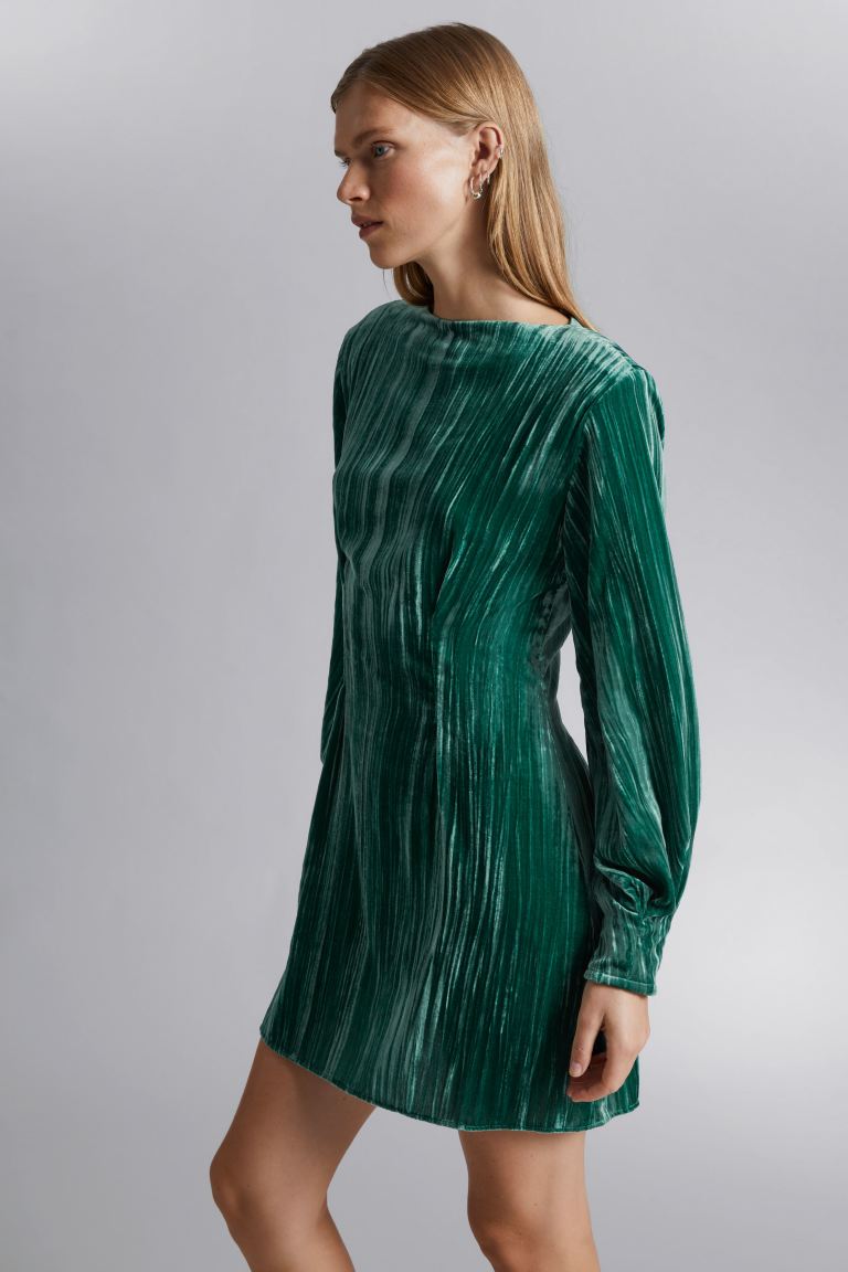Структурированное мини-платье H&M, зеленый