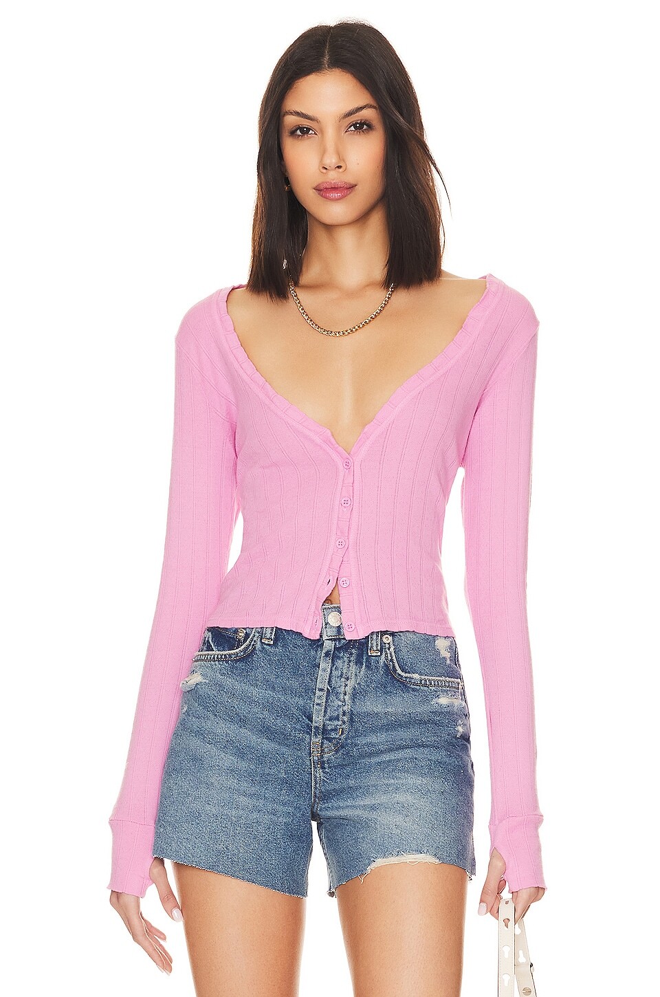 

Кардиган Michael Lauren Montecito Crop, цвет Barbie Pink