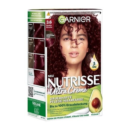 

Стойкая краска для волос Nutrisse с питательными фруктовыми маслами 036 Черная вишня, Garnier