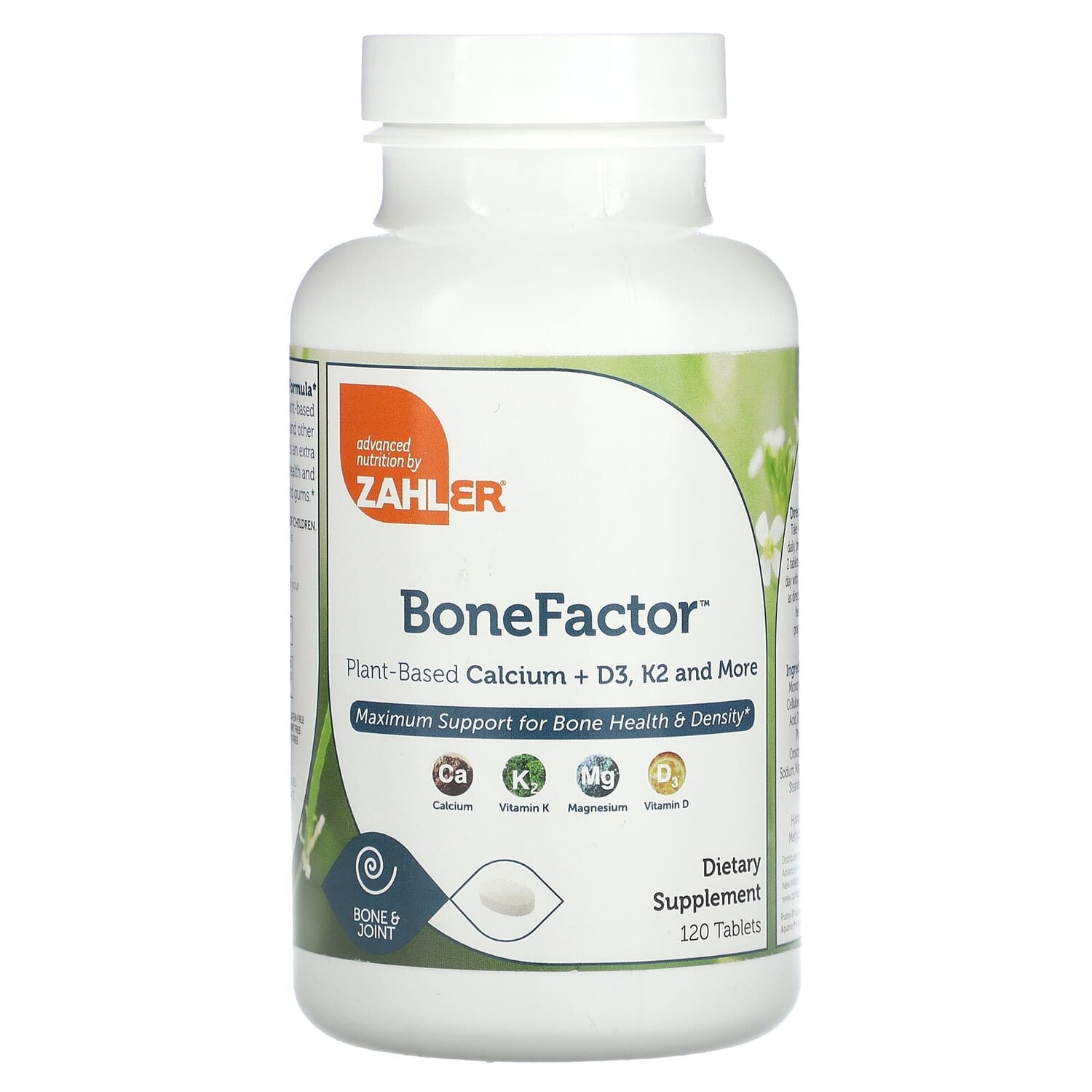 

BoneFactor, растительный кальций, витамины D3 и K2, 120 таблеток, Zahler