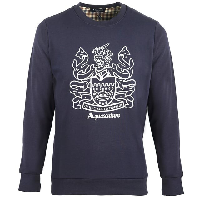 

Темно-Синяя толстовка с круглым вырезом и большим гербом Aquascutum, синий
