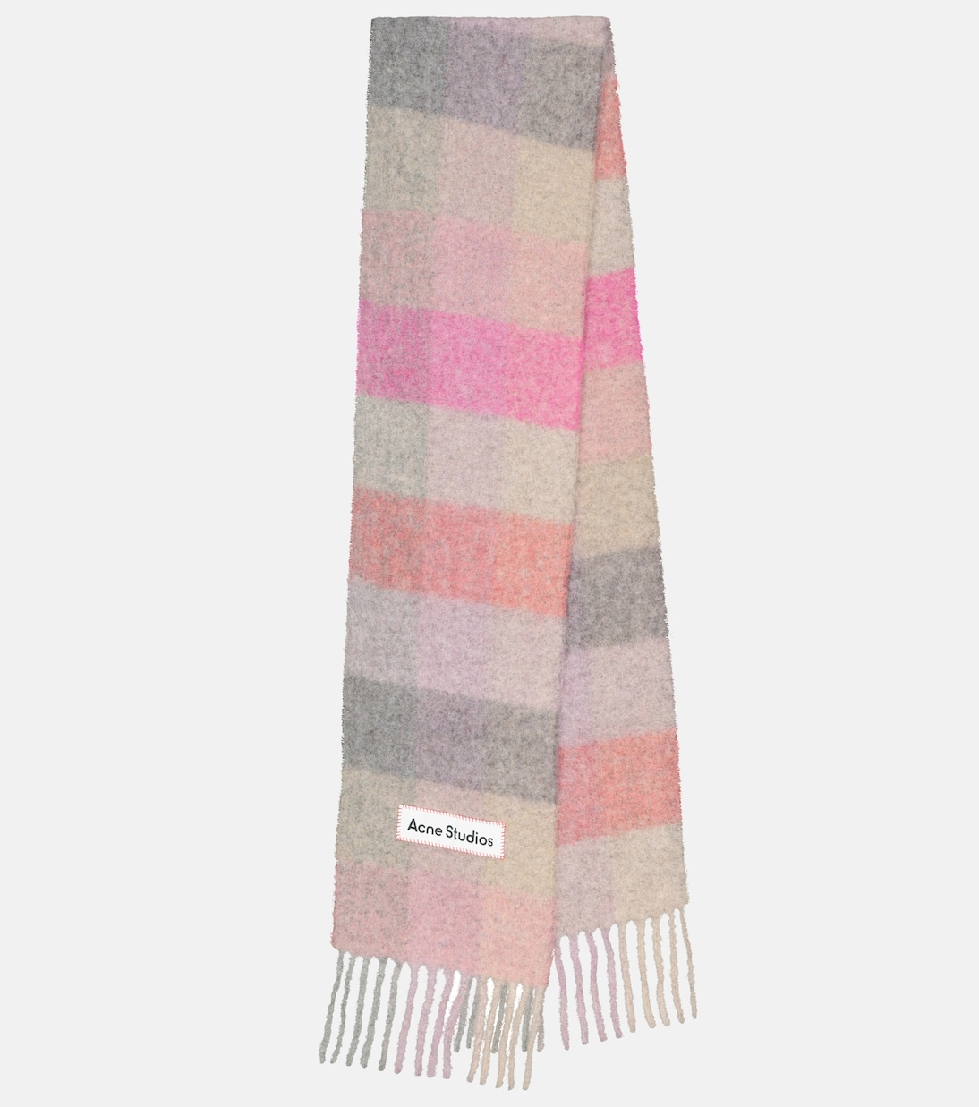 Клетчатый шарф из смесовой шерсти альпаки Acne Studios, розовый
