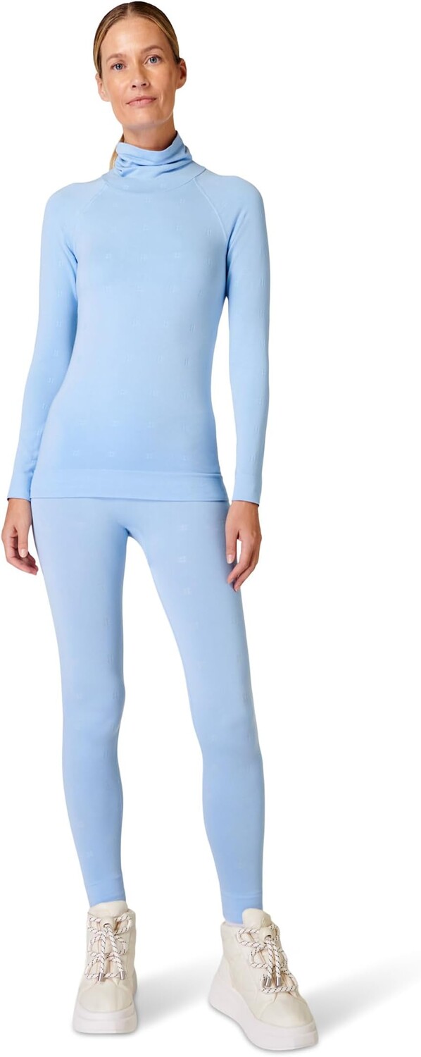 

Базовый слой с воротником-воронкой и логотипом из модала Sweaty Betty, цвет Filter Blue