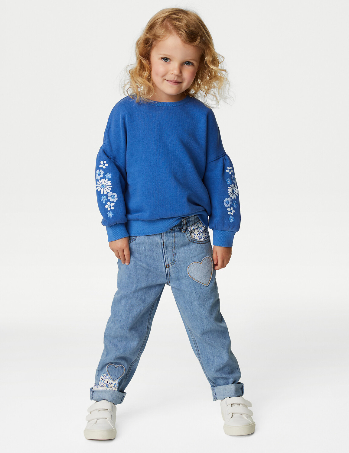 

Джинсы Mom Denim в стиле пэчворк (2–8 лет) Marks & Spencer, деним