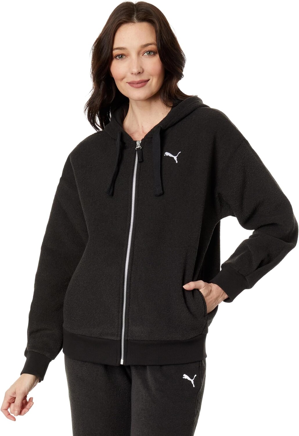

Ее зимняя толстовка с капюшоном на молнии PUMA, цвет Puma Black