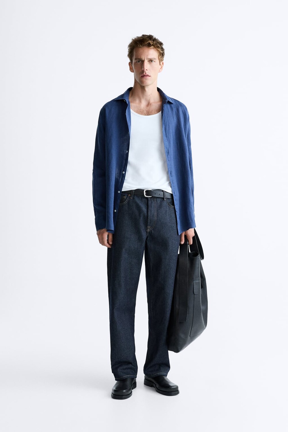 

Льняная рубашка ZARA, синий