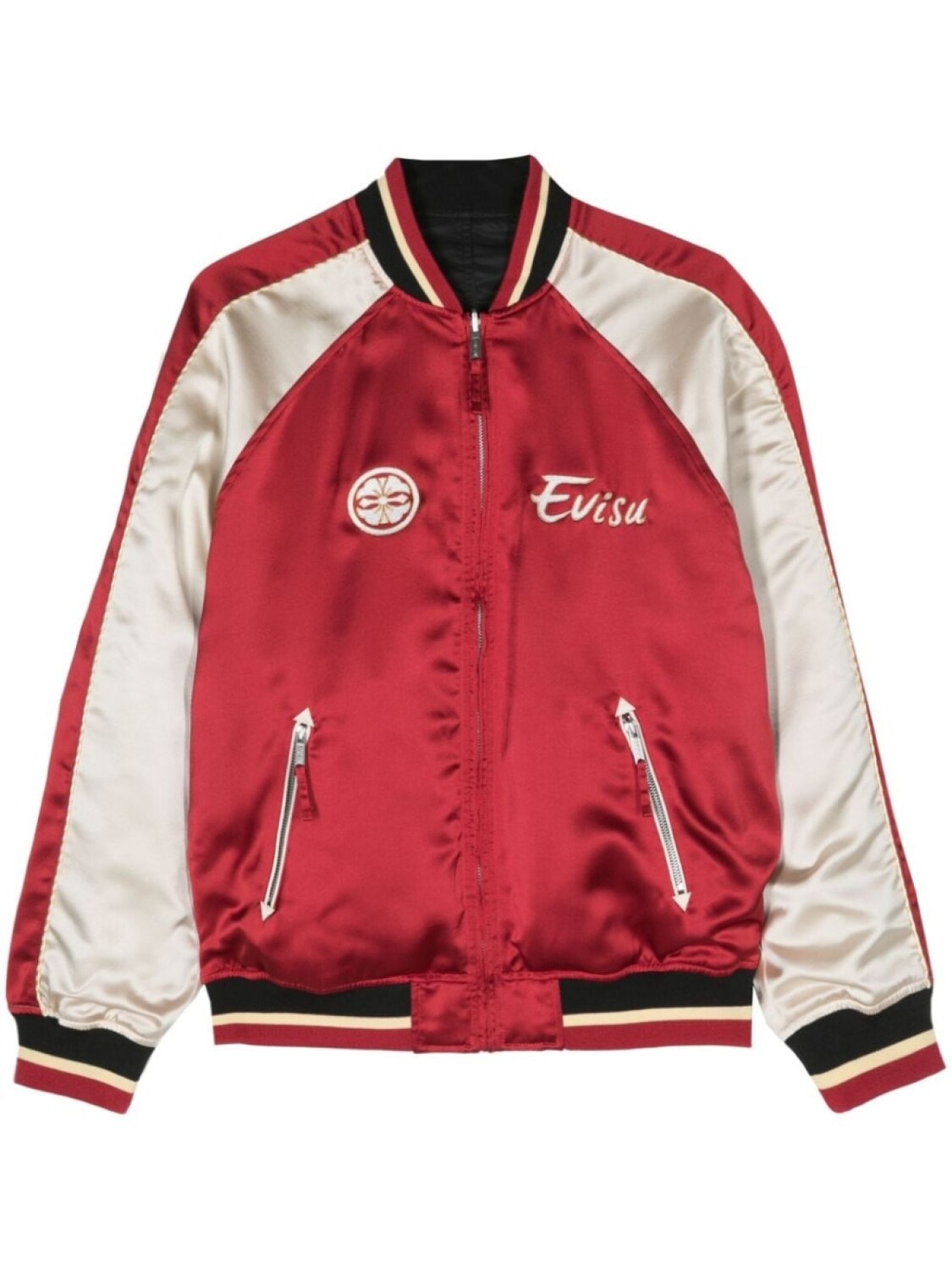 

EVISU атласный бомбер Seagull And The Great Wave, красный